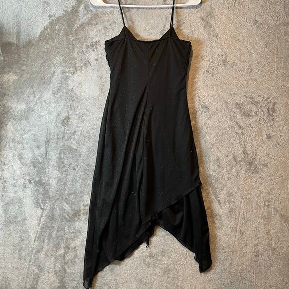 Y2K Vintage Handkerchief Hem Slip Dress Glitter Mesh Rhinestone‎ Fairy Grunge SM - Picture 5 of 7
